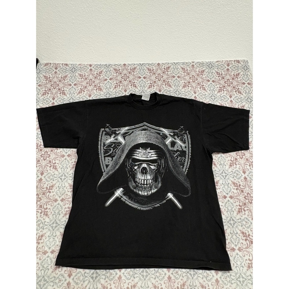 Pro 5 Super Heavy Mens 3XL Black Skull Shield Graphic T-Shirt One Nation Star Wa